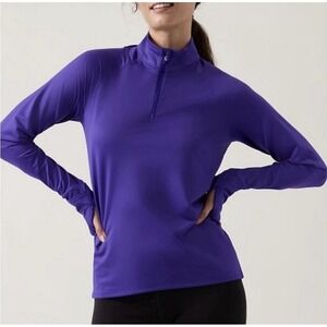 ATHLETA Noble Blue Purple Whistler Half Zip Long Sleeve Warm Active Pullover L